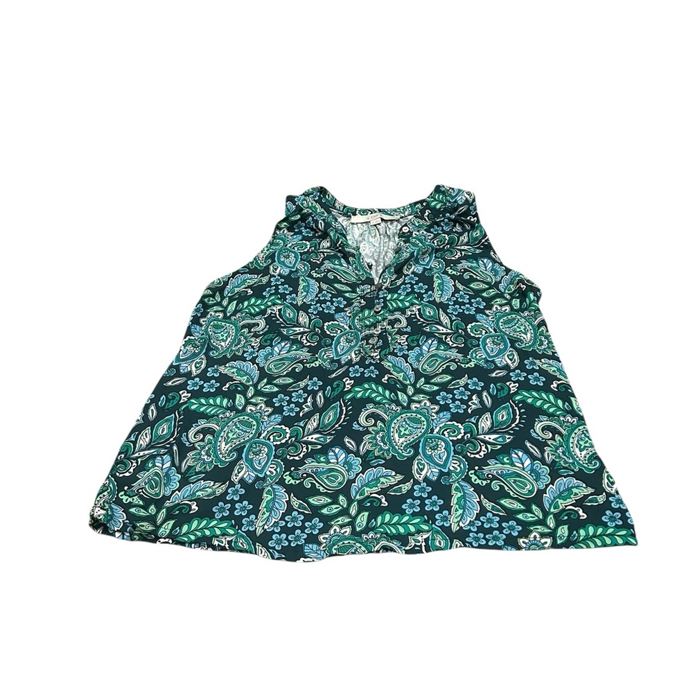 LOFT paisley Henley mixed media tank